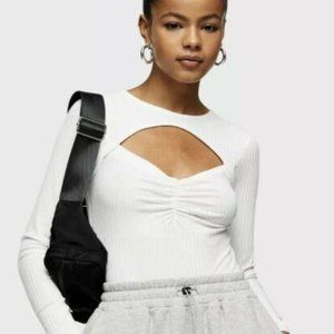 Topshop White Cut-Out Detail Chest Mini Dress S= 8